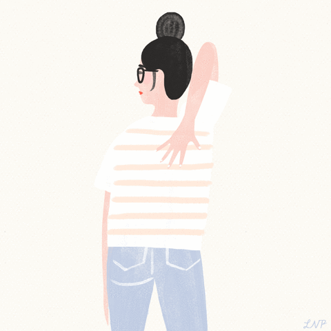 Animated gif of woman patting herself on the back